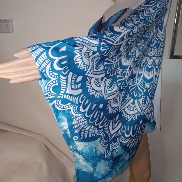 Beautiful Blue Butterfly Top Upcycled 1997 Vintage Tee Costa Rica One of a Kind - Picture 2 of 6